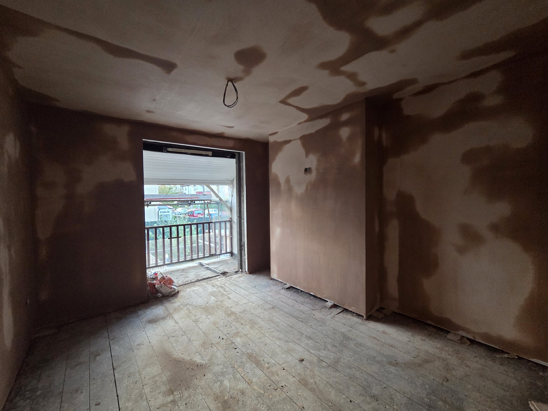 Bedroom freshly plastered